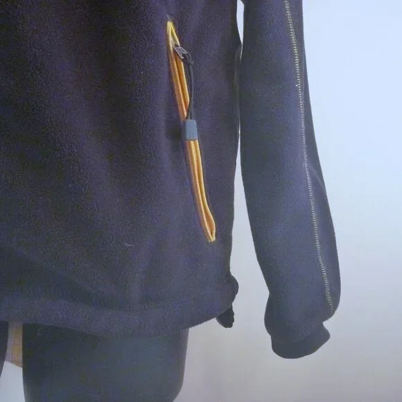 Men M Polo Sport Ralph Lauren Navy Yellow Polartec Thermal Fleece Zip Hood